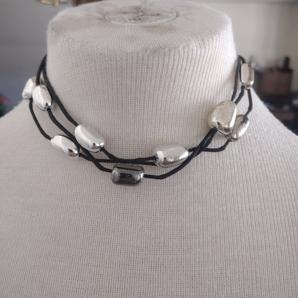 Avon Multistrand Corded Necklace Silver Tone
